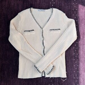 Source Unknown / SecondTalk Cream Ribbed Women's Sweater